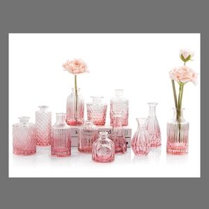 Elegant Pink Glass Vase Set